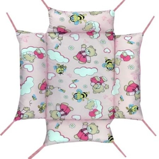 Reductor Personalizat Bebe Bed Nest cu paturica si pernuta antiplagiocefalie Deseda Ursi cu albine pe roz