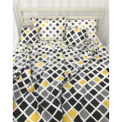 Lenjerie de pat pt 2 persoane Romburi negru - galben