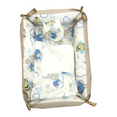 Reductor Personalizat Bebe Bed Nest cu paturica si pernuta antiplagiocefalie Deseda Ursi cu albine pe crem